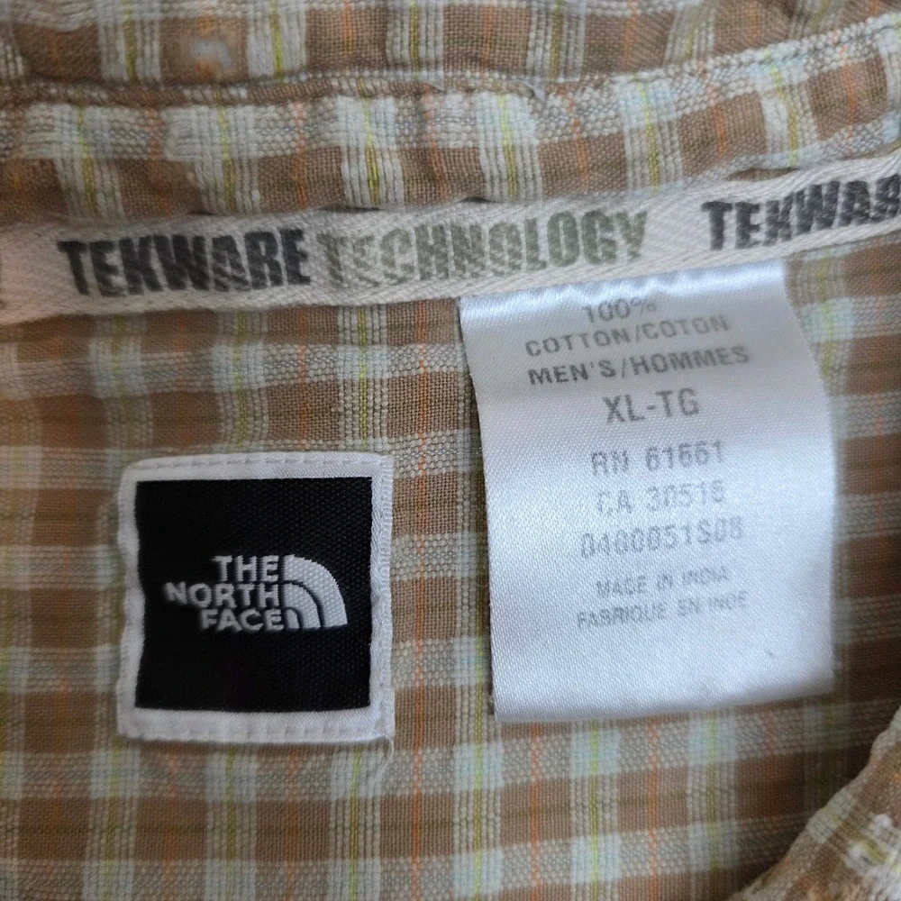 The North Face Mens XL TG Plaid Gingham Short Sleeve Button Up Shirt Tekware